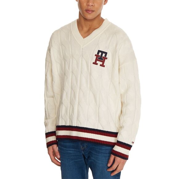 Tommy Hilfiger Mens Wool Monogram Pullover Sweater Size 2XL